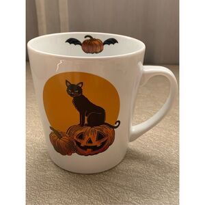 THACKERY BINX Coffee Mug- 208Park Black Cat Ceramic Cup RETRO Flying Pumpkin